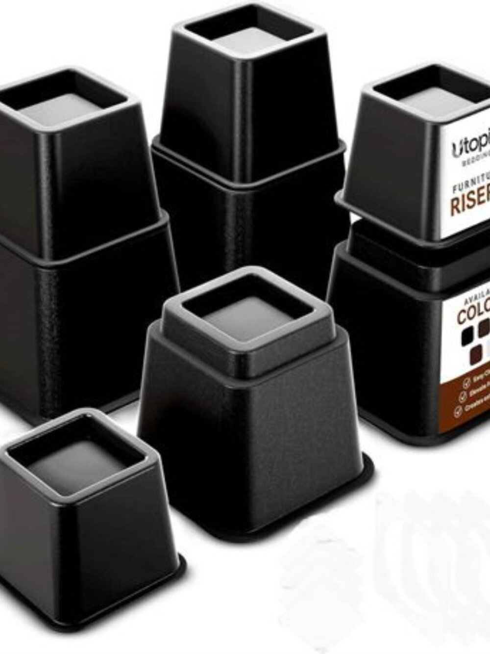 NWB Utopia Bedding 8-piece Mixed Size Adjustable Furniture Risers (Brn/Blk/Wh)